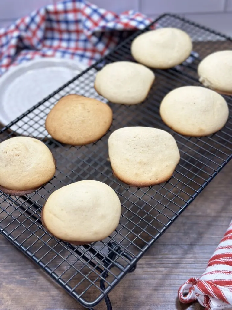 Buttermilk cookies on a cooling rack